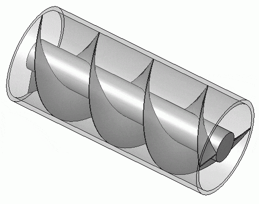 Principle of a two-speed screw conveyor, also called Archimedean spiral